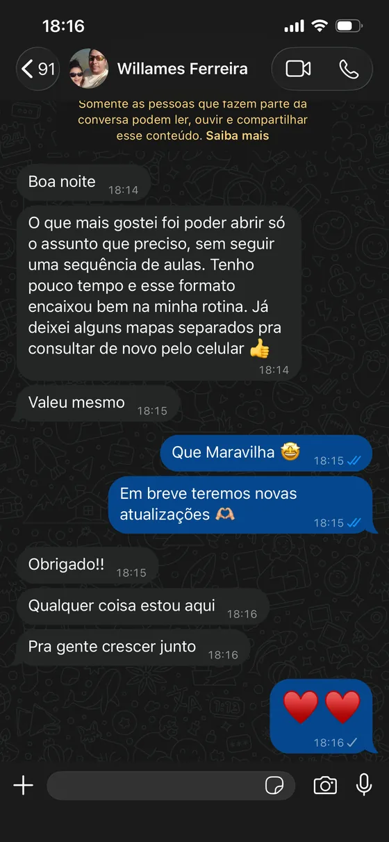 Mensagem de Willames Ferreira no WhatsApp: Poder abrir só o assunto que preciso.